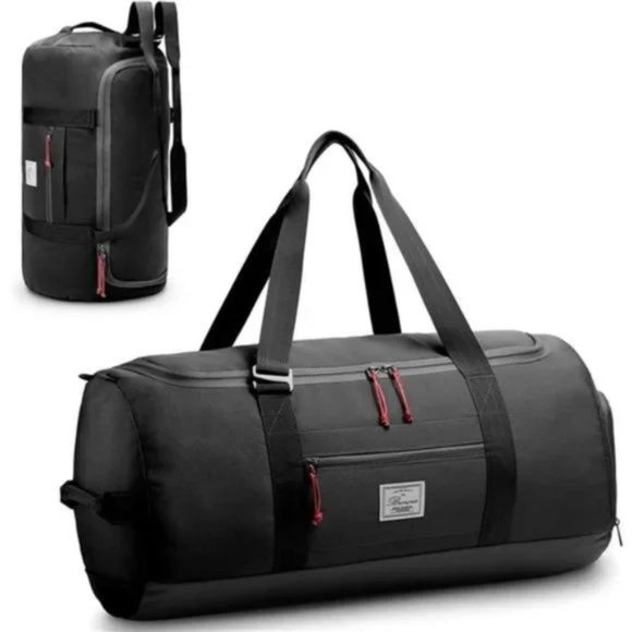 New Waterproof Weekend Overnight Bag Black Duffle Gym Bag Carryon - Picture 1 of 8